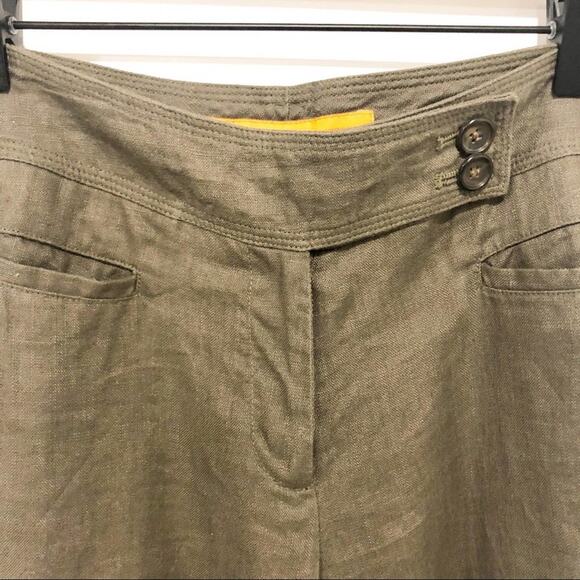 CYNTHIA Cynthia Steffe 100% linen brown cropped pants 4 - Picture 3 of 10